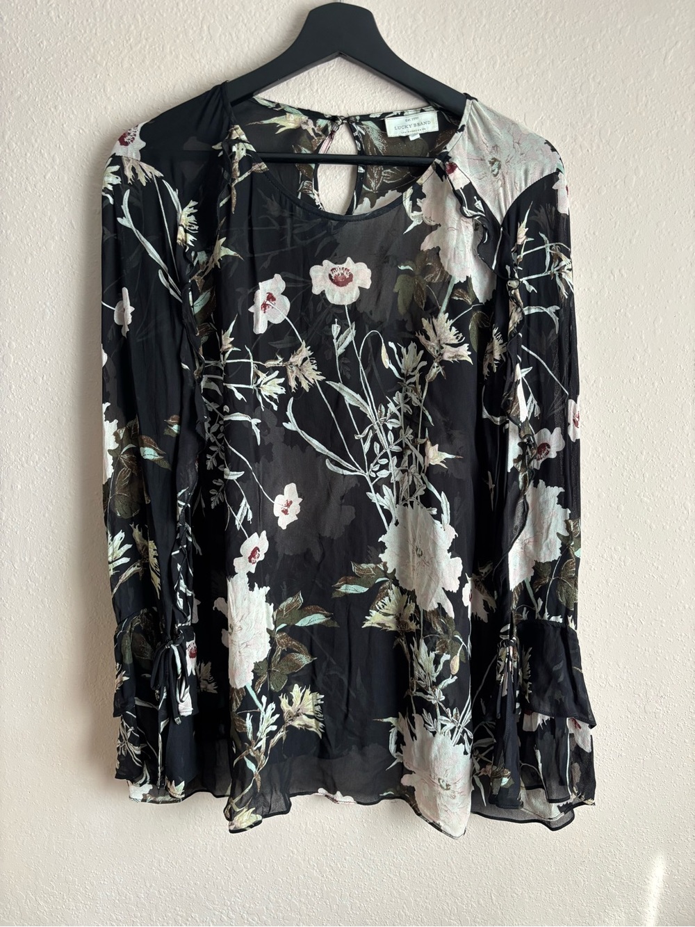 Luck Brand Sheer Floral Blouse Size M